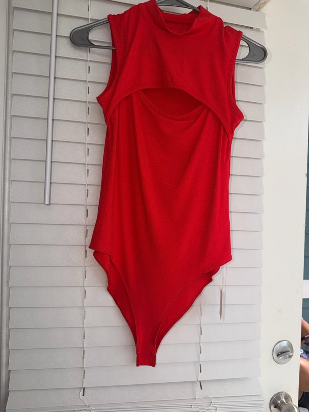 Mango Red Sleeveless Cutout Bodysuit
